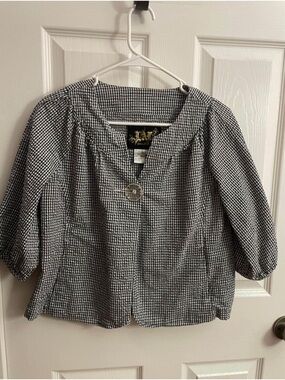 Live a Little Black and White Houndstooth Button-Front Blouse